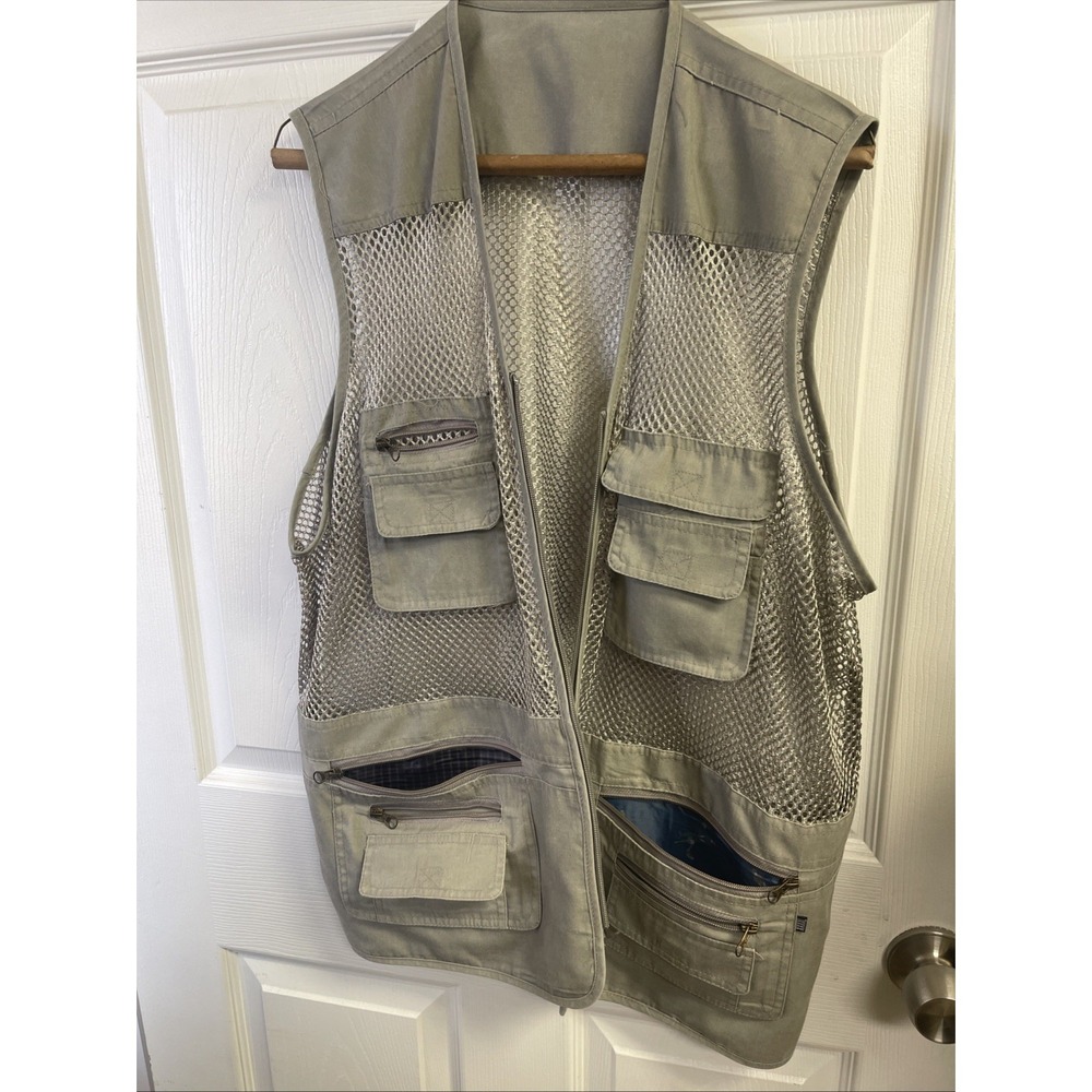 Men's Vest Outdoor Nature Fishing Sz 3XL GRAY lightweight Cotton/Nylon Mesh